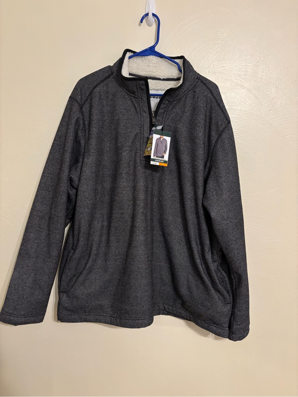 Orvis Men's Dark Gray Heathered Sherpa Quarter-Zip Pullover